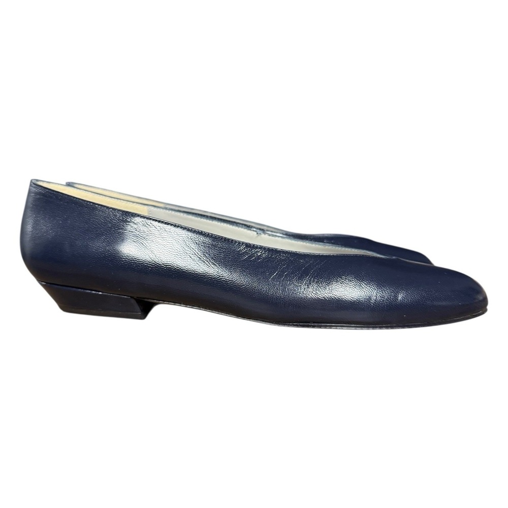 Pappagallo Leather Navy Blue Slip On Flats Size 8.5N